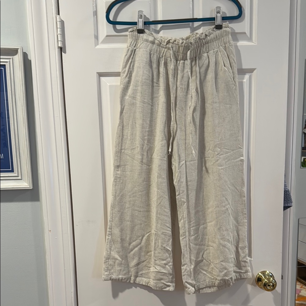 Casual Cream Wide-Leg Pants